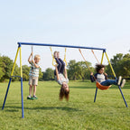 Schaukelgestell bis 150 kg 3-in-1 Kinderschaukel mit klassischer Schaukel, Turnringe, Stehschaukel, 285x160x181 cm