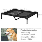 Large Raised Dog Bed Cat Elevated Lifted Cooling Portable Camping Basket Outdoor Indoor Mesh Pet Cot Metal Frame Black