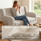 Sofa 2 Sitzer 118 cm Kleine Couch mit Cord-Optik Beige