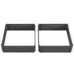 Set of 2 291L Raised Garden Bed, Elevated Galvanised Planter Box for Flowers, Herbs, 100x100x30cm, Dark Grey