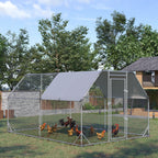 Hühnergehege Hühnerstall Hühnerauslauf, begehbar, verriegelbare Tür, für 10-12 Hühner, 280 cm x 380 cm x 195 cm, Grau