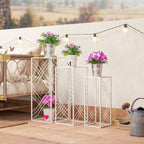 3er-Set Pflanzenständer, 50/60/70 cm hoch Blumenständer, stapelbar Pflanzenregal aus Metall Weiß