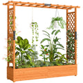 Hochbeet mit Rankengitter und Dach, f¨¹r Blumen, Obst, Gem¨¹se, Kr?uter, 196 x 44 x 181 cm, Holz, Orange