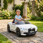 Kinderauto, aufladbarer Akku, 3-5 km/h, mit Fernbedienung, Multimedia-Player, weiß