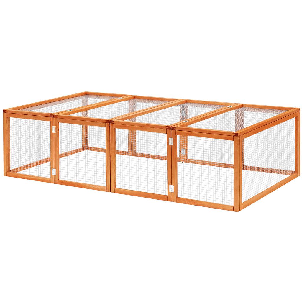 Wooden Rabbit Hutch Cage 6ft with Wire Mesh, Openable Roof, Play Space for Outdoor, Natural Wood Finish
