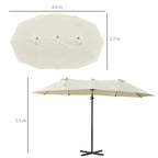  Sonnenschirm Doppelsonnenschirm Oval 445x260cm Ampelschirm mit Kurbel Schirmständer Gartenschirm Kurbelschirm, Marktschirm für Garten Cremeweiß
