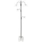 Vogelfutterstation, Outdoor-Futterspender, 4 Haken, Stahl, Schwarz