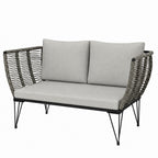 Gartensofa mit Kissen 2-Sitzer Sofa Outdoor Balkon Sofa Rattansofa Polyrattan Gartenmöbel 123 x 67 x 72 cm Hellgrau