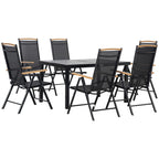 Sitzgruppe klappbar für 6 Personen 1 Tisch+6 Stühle Gartenmöbel Set Sitzgarnitur Aluminium Mesh Schwarz