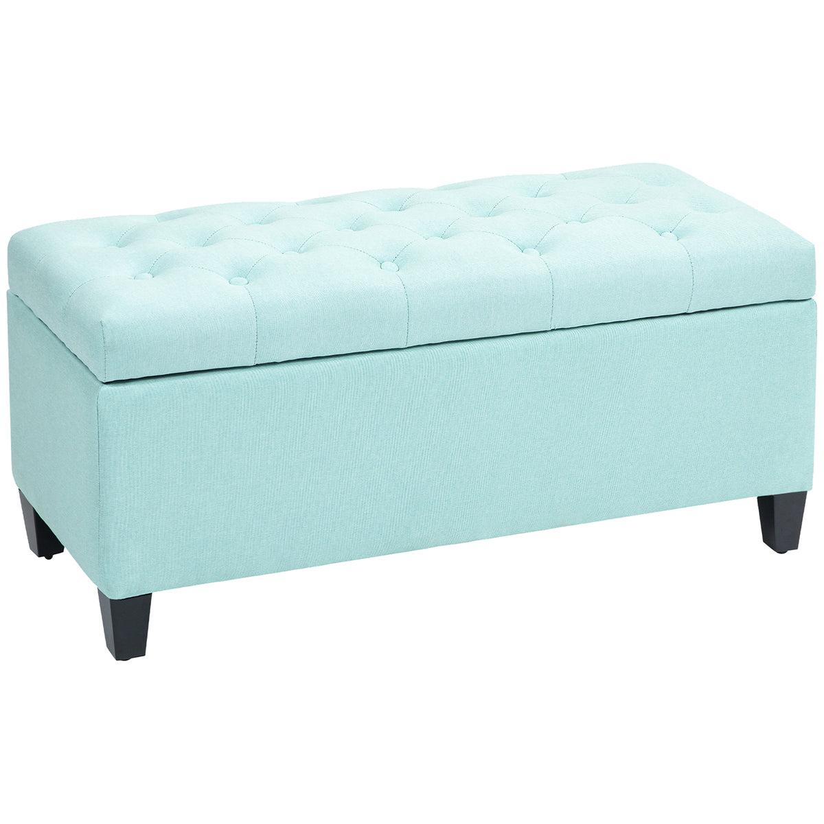 Sitzbank, Polsterbank mit Stauraum, leinenartiges?Polyester, Kautschukholz, 100 x 40 x 44 cm, Gr¨¹n