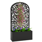 Metal Garden Bed for Garden with Trellis, Wall Mounted or Freestanding Raised Planter with Curved Privacy Screen