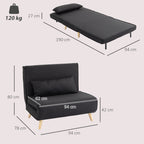 Relaxsessel mit Bettfunktion, f¨¹r 1 Person, Modern-Design, bis 120 kg, 94x78x80cm, Schwarz