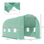 4.5m x 2m x 2m Walk-in Tunnel Greenhouse Garden Plant Growing House with Door and Ventilation Window, Green