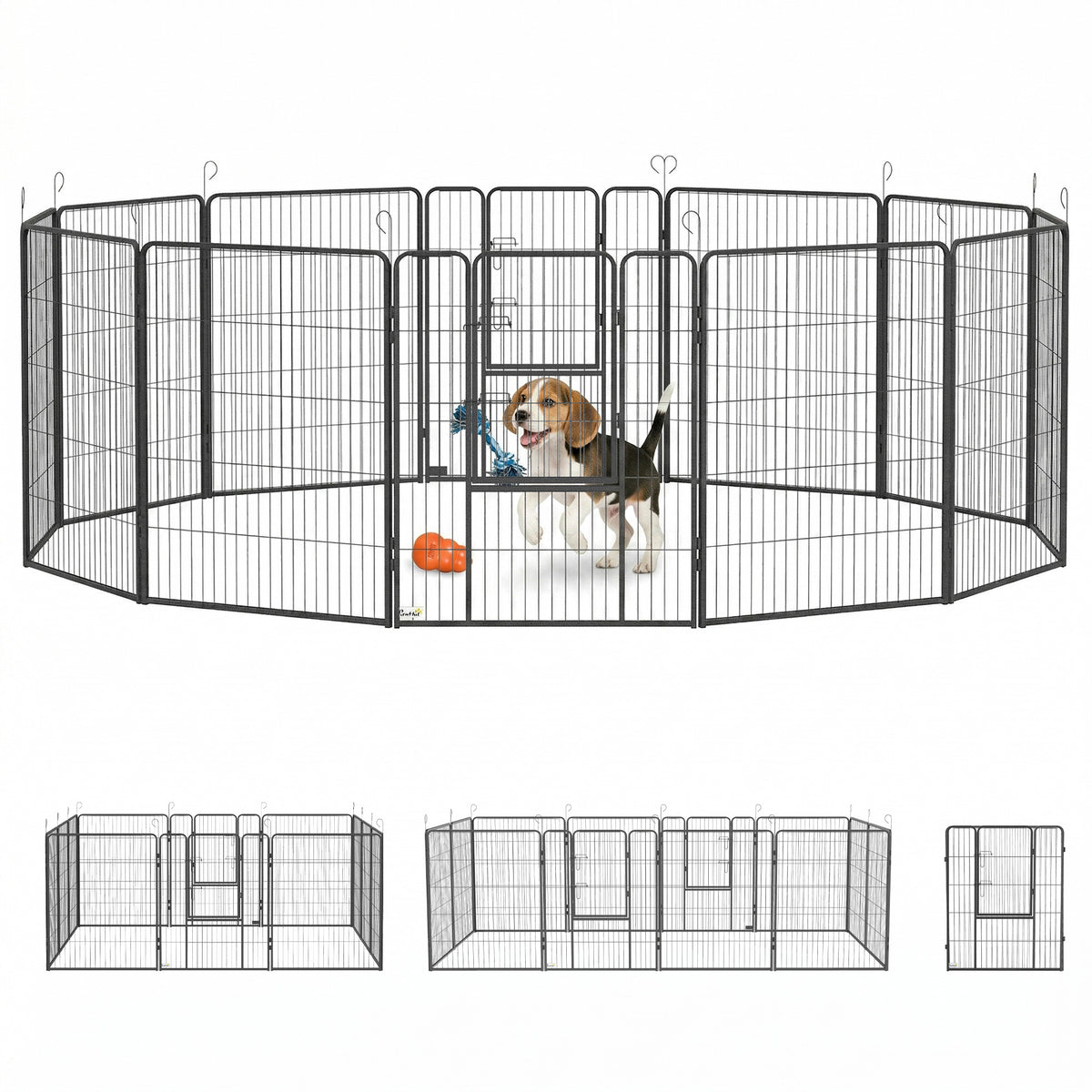 12 Panels Heavy Duty Puppy Playpen, for Small Dogs, Indoor and Outdoor Use - Silver