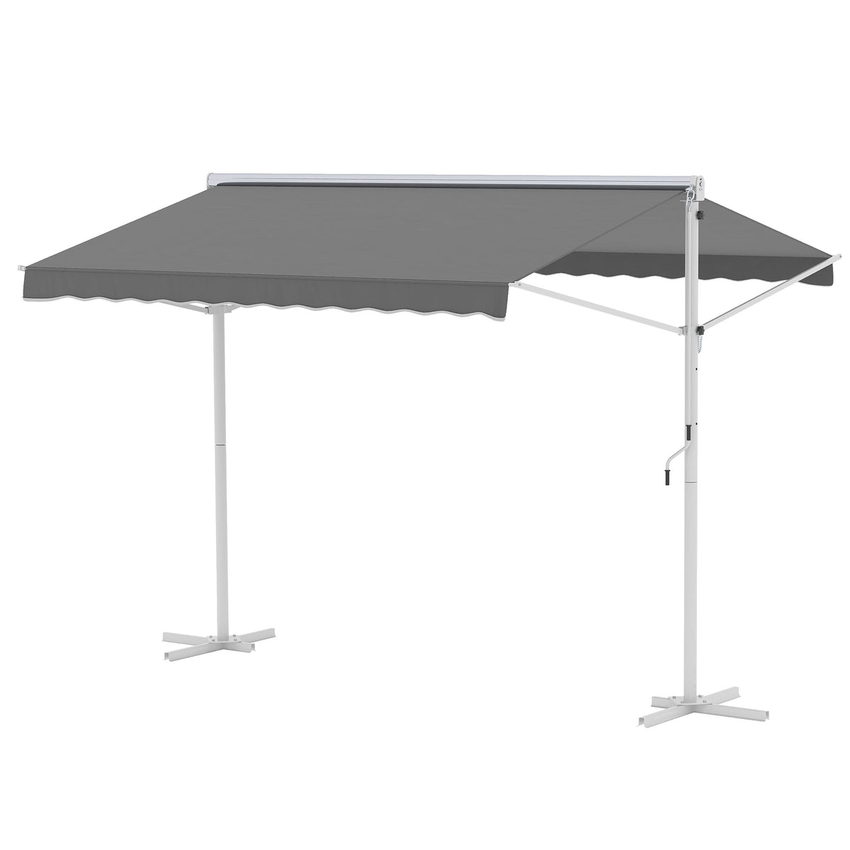 Standmarkise Gartenmarkise Markise mit Faltarm Kurbel Terrasse Grau 3x3m