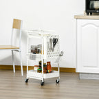 K¨¹chentrolley mit Lochtafel, Handtuchhaltern und Aufbewahrungsk?rben, 51,5 cm x 32 cm x75,6 cm, Wei?
