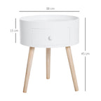 Couchtisch mit Schublade, rund, Skandi-Design, Schutzrand, Holz, ?38 x H45 cm, Wei?