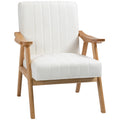 Polstersessel im Skandi-Design, Samtoptik, Massivholzrahmen, 68 x 74 x 82cm, Natur+Creme