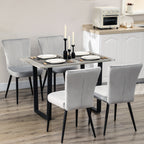 4er-Set Esszimmerstühle, Akzentstühle für Küchen und Esszimmer, Stuhlset, Velours-Optik, Hellgrau+ Schwarz