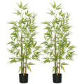 Bambus-Kunstbaum 2er-Set, 3 St?mme, pflegeleicht, 120 cm, Zementtopf, Gr¨¹n