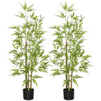 Bambus-Kunstbaum 2er-Set, 3 St?mme, pflegeleicht, 120 cm, Zementtopf, Gr¨¹n