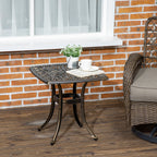 Outdoor Patio Side Table with 38mm Dia. Umbrella Hole, Cast Aluminium Patio coffee Table, 54 x 54cm, Bronze Tone