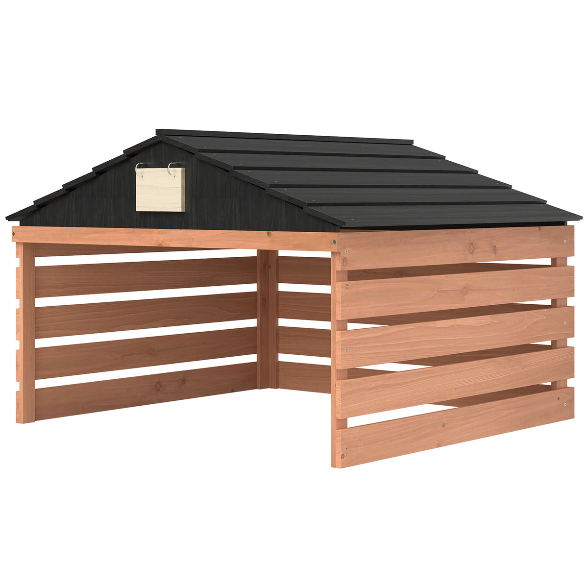 Mähroboter Garage Holz Überdachung mit Satteldach wetterfest Garage für Rasenmäher Unterstand 79 x 74 x 54 cm Rotbraun