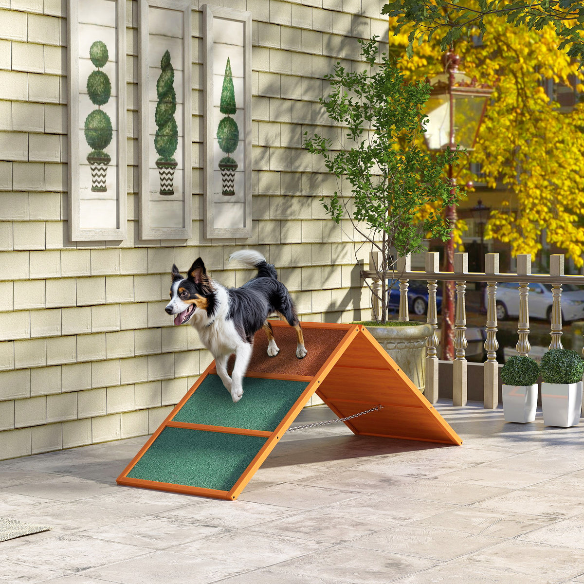 Dog Agility Equipment, Dog Playground Equipment with Non-slip Surface, A-frame, Agility Ramp for All Breeds, Orange