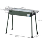 Holzkohlegrill, 2x Grillrost, 1x Kohlegitter, 2x Seitenkorb, rostfreier Stahl, dunkelgrün, 94 x 39 x 70 cm