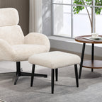 Sitzhocker Hocker mit weichem Sitzkissen Stahlbeinen Fu?hocker mit Chenille-Stoff, 45 x 41 x 38 cm, Cremewei?