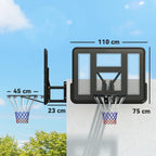 Wandmontierter Basketballkorb, Reißfestes Netz, wetterbeständig, widerstandsfähig, für drinnen und draußen, Schwarz