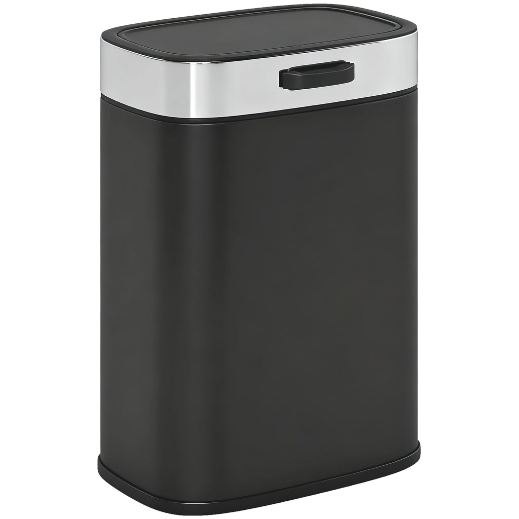 M¨¹lleimer, Edelstahl K¨¹chenm¨¹lleimer mit offen bleibendem Deckel, herausnehmbarer Inneneimer, 21,5x19,5x30 cm, Schwarz