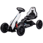 Go-Kart für Kinder, Elektro-Kart, bis 5 km/h, Sicherheitsgurt, Sitz mit Rückenlehne, Kunststoff, Metall, Weiß