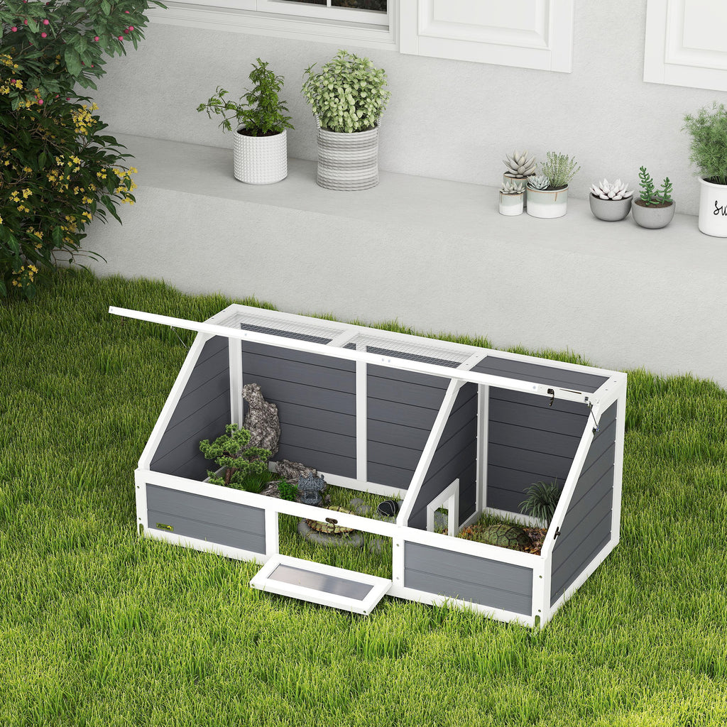 Schildkr?tenbox, Outdoor Schildkr?tengehege, bodenloses Design, leicht zu ?ffnen, Schildkr?tenhaus, Hellgrau