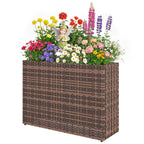 Hochbeet mit verstellbaren Füßen, Rattan Blumenkasten mit herausnehmbarem Einsatz für Terrasse und Balkon, Braun