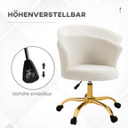 Schreibtischstuhl Höhenverstellbar mit Teddy-Fleece-Optik Weiß