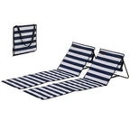 Set of 2 Foldable Garden Beach Chair Mat, Outdoor Sun Lounger Seats with Adjustable Back, Magazine Pocket, Carry Strap