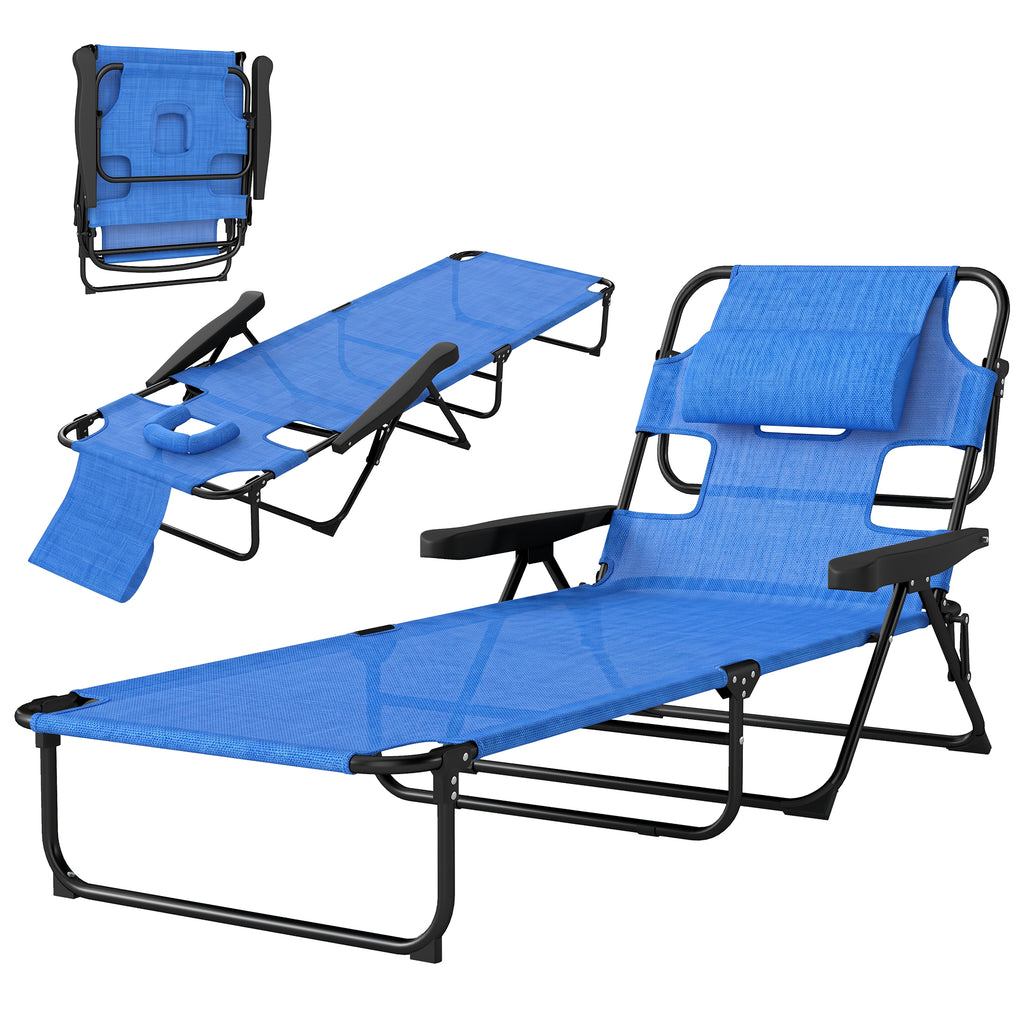 Sonnenliege Gartenliegen Relaxliege, klappbar, wetterbest?ndig, 194 cm x 72 cm x 31 cm, Schwarz + Dunkelblau