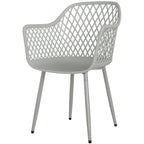 Garden Chairs Set of 4, Garden Dining Chairs with Cut Out Diamond Back and Armrests for Patio, Balcony, Terrace, Grey