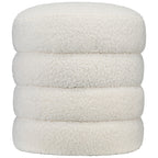 Hocker, rund, Teddyfleece, bis 120kg, ¦µ40x45H cm, Cremewei?