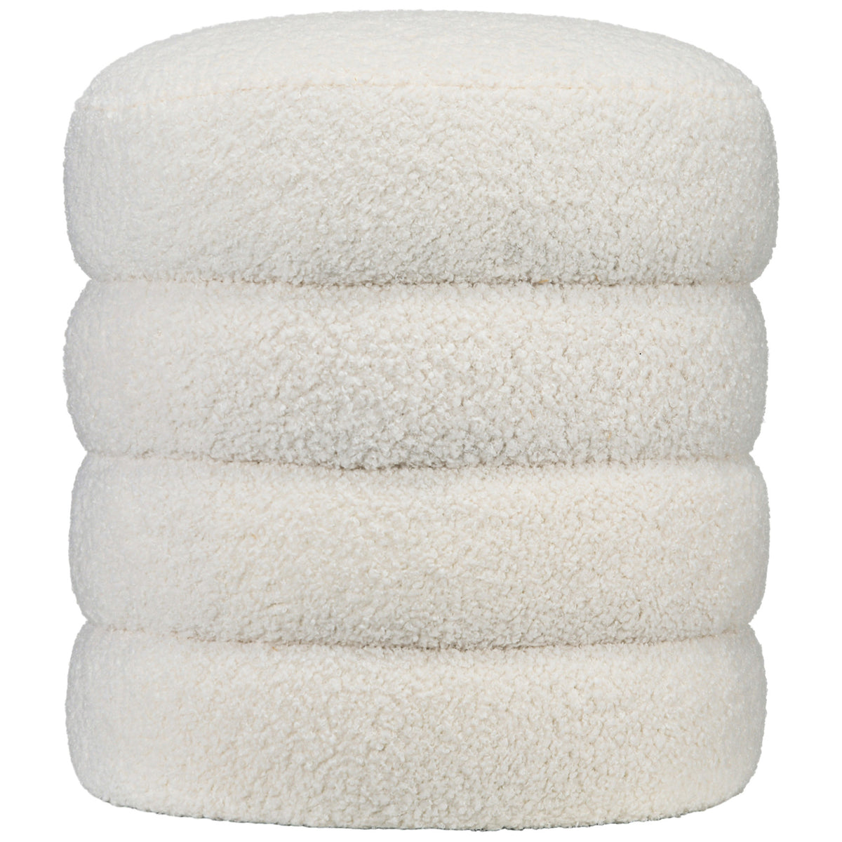 Hocker, rund, Teddyfleece, bis 120kg, ¦µ40x45H cm, Cremewei?