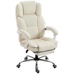 Bürostuhl mit Liegefunktion, Schreibtischstuhl, höhenverstellbar Drehstuhl mit Fußstütze, 64 x 73 x 120 cm, Beige