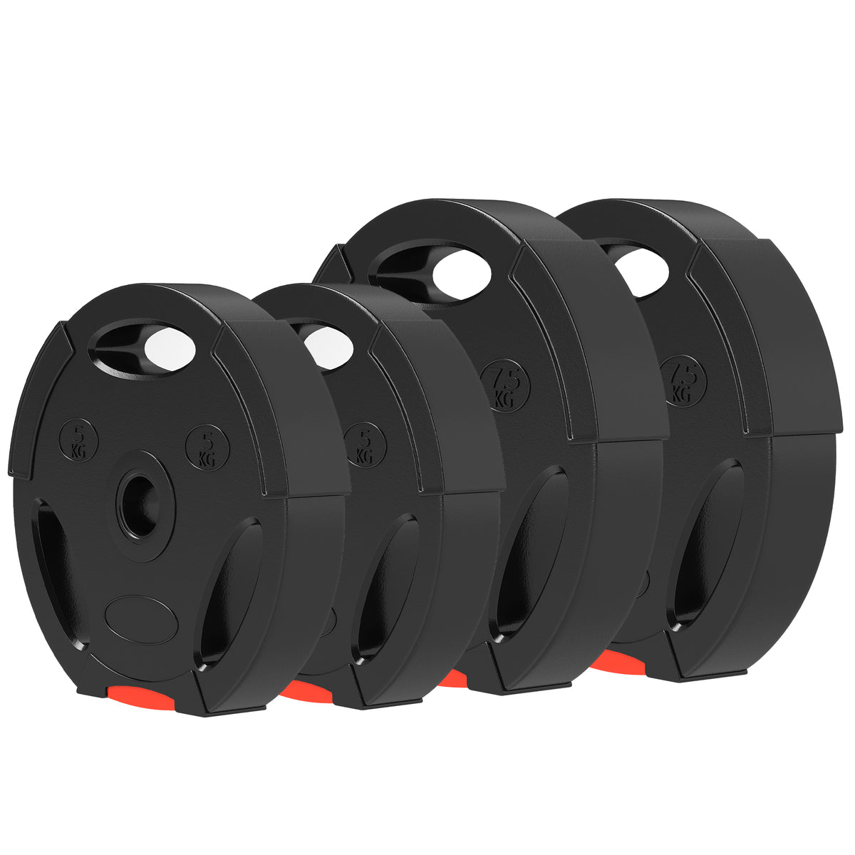 Weight Plates Set, with Two 7.5kg and Two 5kg weights, Black