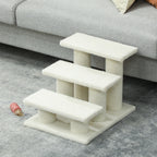 Katzentreppe 3 Stufen Tiertreppe Treppe für Katze Haustiertreppe Plüsch 45 x 35 x 34 cm cm Beige
