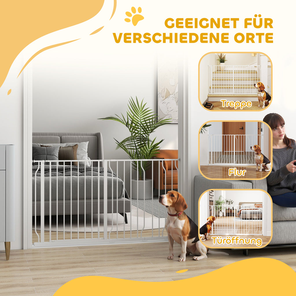 Extra Wide Dog Safety Gate, with Door Pressure, for Doorways, Hallways, Staircases - White