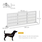 Absperrgitter Hund Freistehendes Schutzgitter mit Füßen 185 x 71 cm Holz Hundegitter Treppenschutzgitter Treppengitter Hundeabsperrgitter für Treppen, Türen, Küche, Flur, 3 Paneelen, Weiß
