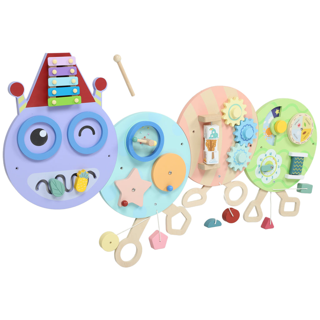 Caterpillar Busy Board with 7 Activities, for Nursery, Playroom, Home, for 3+ Years