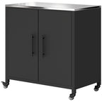 Gartenschrank mit Pflanztisch Geräteschuppen mit Edelstahl Arbeitsplatte abnehmbar Regal magnetisch Doppeltür Rolle
