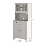 Freistehender K¨¹chenschrank mit Arbeitsplatte f¨¹r Mikrowelle, Kaffeemaschine, Schr?nke, Glast¨¹ren, Wei?