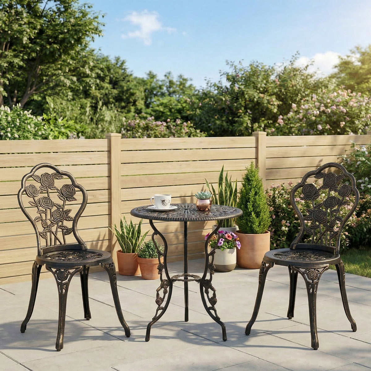 Gartenmöbel für 2 Personen Gartenset Sitzgruppe Balkonset Balkonmöbel Set Garnitur Tisch Stuhl Bronze